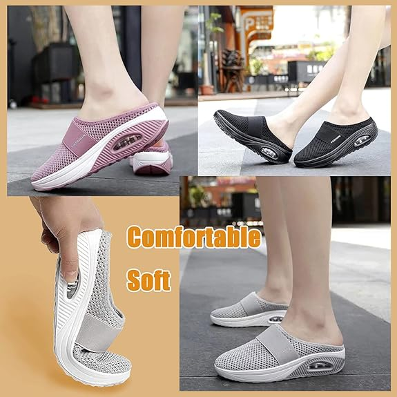 (🔥 LAST DAY SALE-80% OFF🔥) Free shipping-BQODQO® Diabetic Air-Cushion Slip-On Walking Shoes, Orthopedic Diabetic Slippers, with Arch-Support for Women