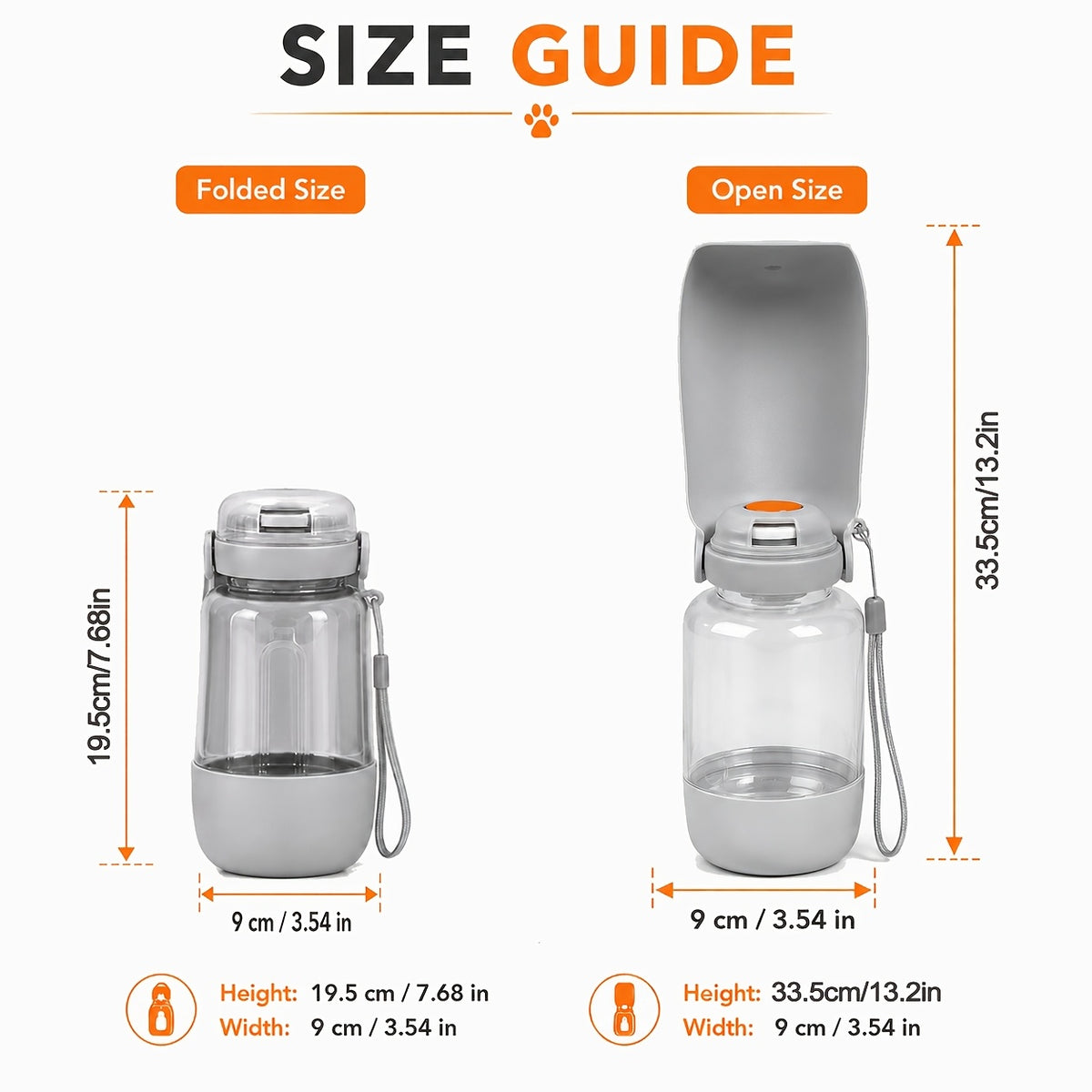 🔥40% OFF – Limited Time Only2-in-1 Portable Dog Water Bottle – 520ml Leak-Proof Water Bottle with 150ml Food Storage for Travel & Outdoor Adventures