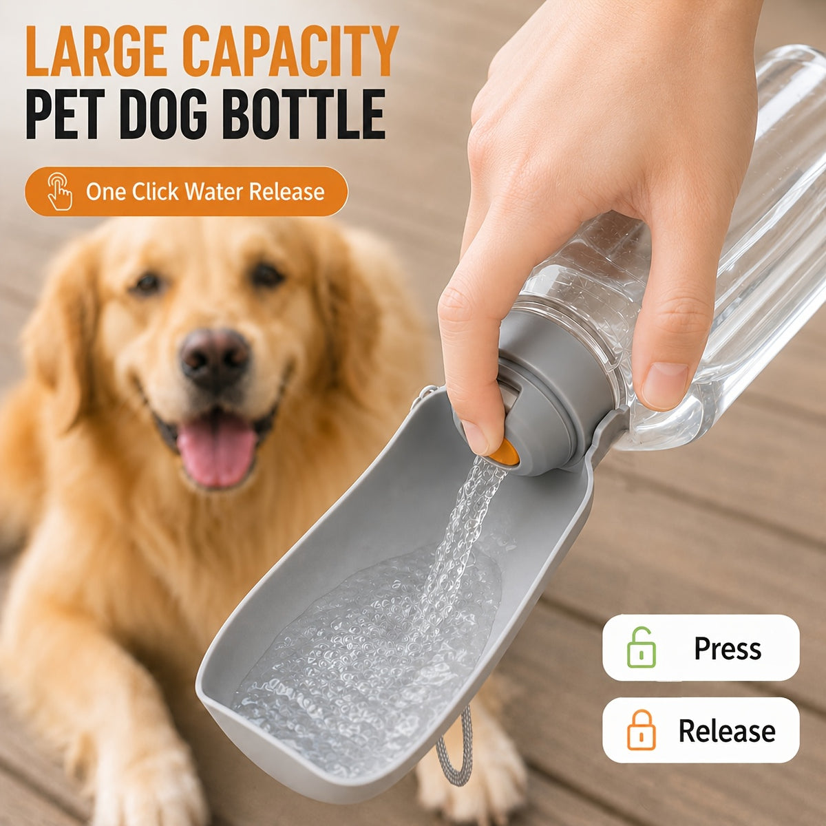🔥40% OFF – Limited Time Only2-in-1 Portable Dog Water Bottle – 520ml Leak-Proof Water Bottle with 150ml Food Storage for Travel & Outdoor Adventures