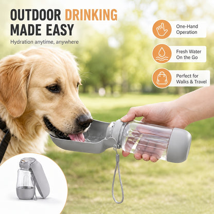🔥40% OFF – Limited Time Only2-in-1 Portable Dog Water Bottle – 520ml Leak-Proof Water Bottle with 150ml Food Storage for Travel & Outdoor Adventures