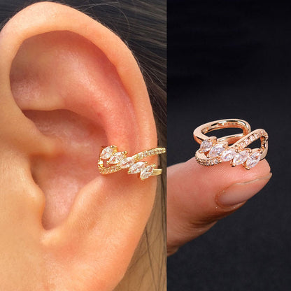 1Pc Hollow Geometry Rainbow CZ Cuff Wrap Clip On Earrings Women Climber Ear Cartilage Bone Clips