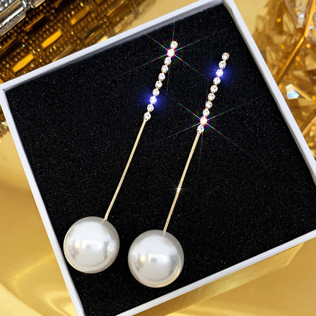 2025 New Korean Style Contracted Heart Pearl Earrings Zircon Geometric Stud Earring