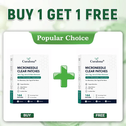 ✨Curalona®2-in-1 Microneedle & Hydrocolloid Patch🍀| Removes Raised Moles, Acne, Flat Warts & Skin Tags | Helps Improve Wrinkles, Scars & Blemishes | Invisible Patches for Face & Body