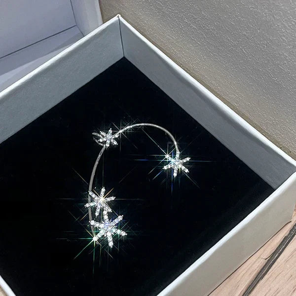 Delicate Snowflake Ear Cuff – Lightweight Silver and Gold Finish Earrings